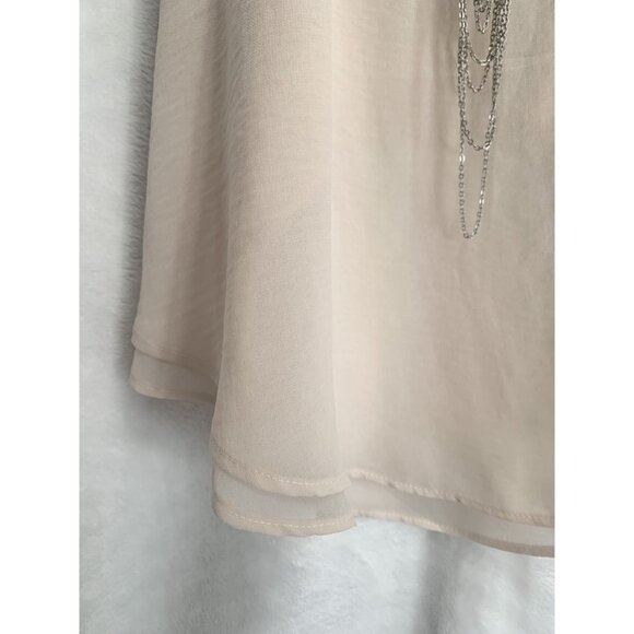 Forever 21 Boho Sleeveless Blouse V-Neck Embellished Beaded Trim Layer Tank Top - Picture 9 of 11